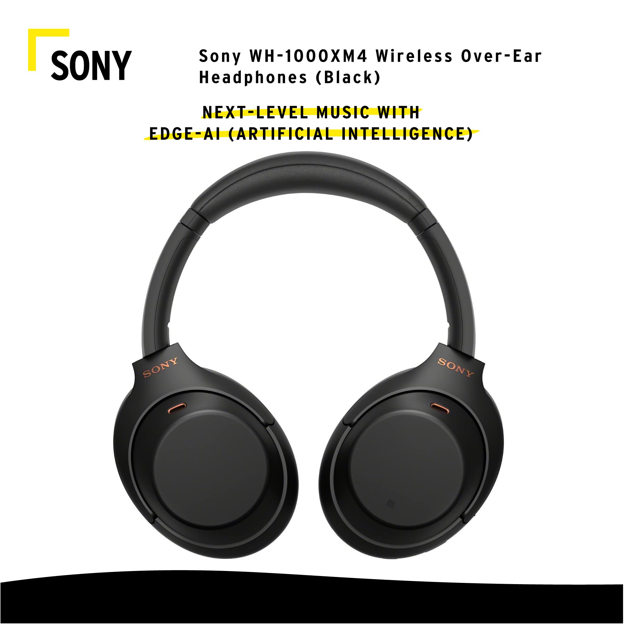 Sony WH-1000XM4 Wireless Bluetooth Noise Canceling Over-Ear Headphones (Black) Bundle with 10000mAh Ultra-Portable LED Display Wireless Quick Charge Battery Bank (2 Items)