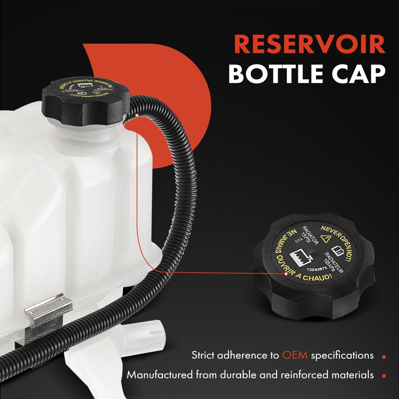 A-Premium Coolant Overflow Recovery Reservoir Tank [W/ Sensor & Cap] Compatible with Chevrolet Silverado 1500 2500 3500, Suburban, Tahoe & GMC Sierra, Yukon & Cadillac Escalade, Replace# 15203949