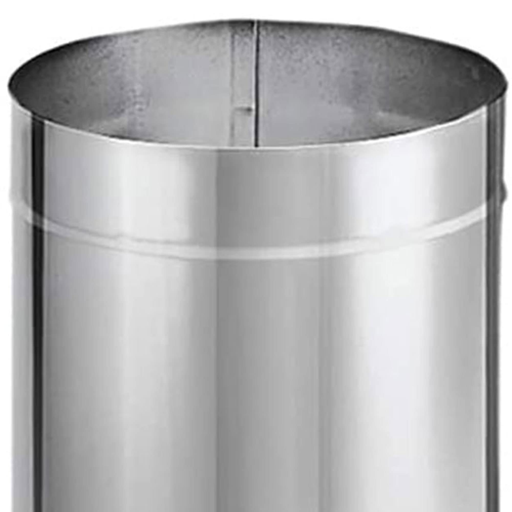 DuraVent DuraBlack 48 x 8 Inch Inner Diameter Stainless Steel Adjustable Single Wall Stove Pipe for Smoke and Exhaust with Lock Seamed Design, Silver