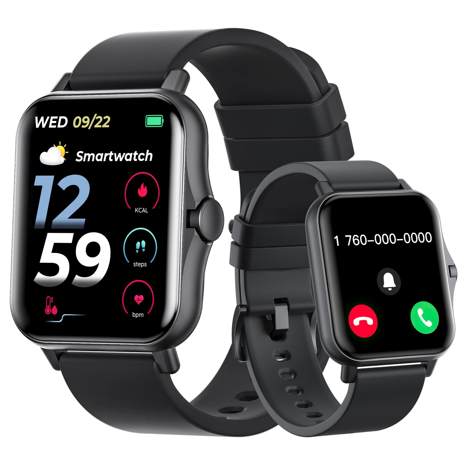 Smart Watch (Answer/Make Call) Bluetooth Fitness Tracker with Heart Rate, Sleep Monitor, AI Voice Assistant, Text, IP67 Waterproof 1.85-inch HD Color for Men Women Compatible with iPhone & Android