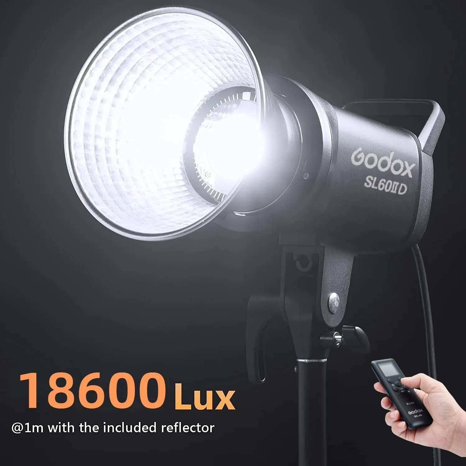Godox SL60IID 70W LED Video Light, 18600Lux@1M 5600K COB LED Continuous Light, Bluetooth App&2.4G Wireless Remote Control 8 Built-in Fx Effects, TLCI/CRI 97+/96+Bowens Mount Studio Light
