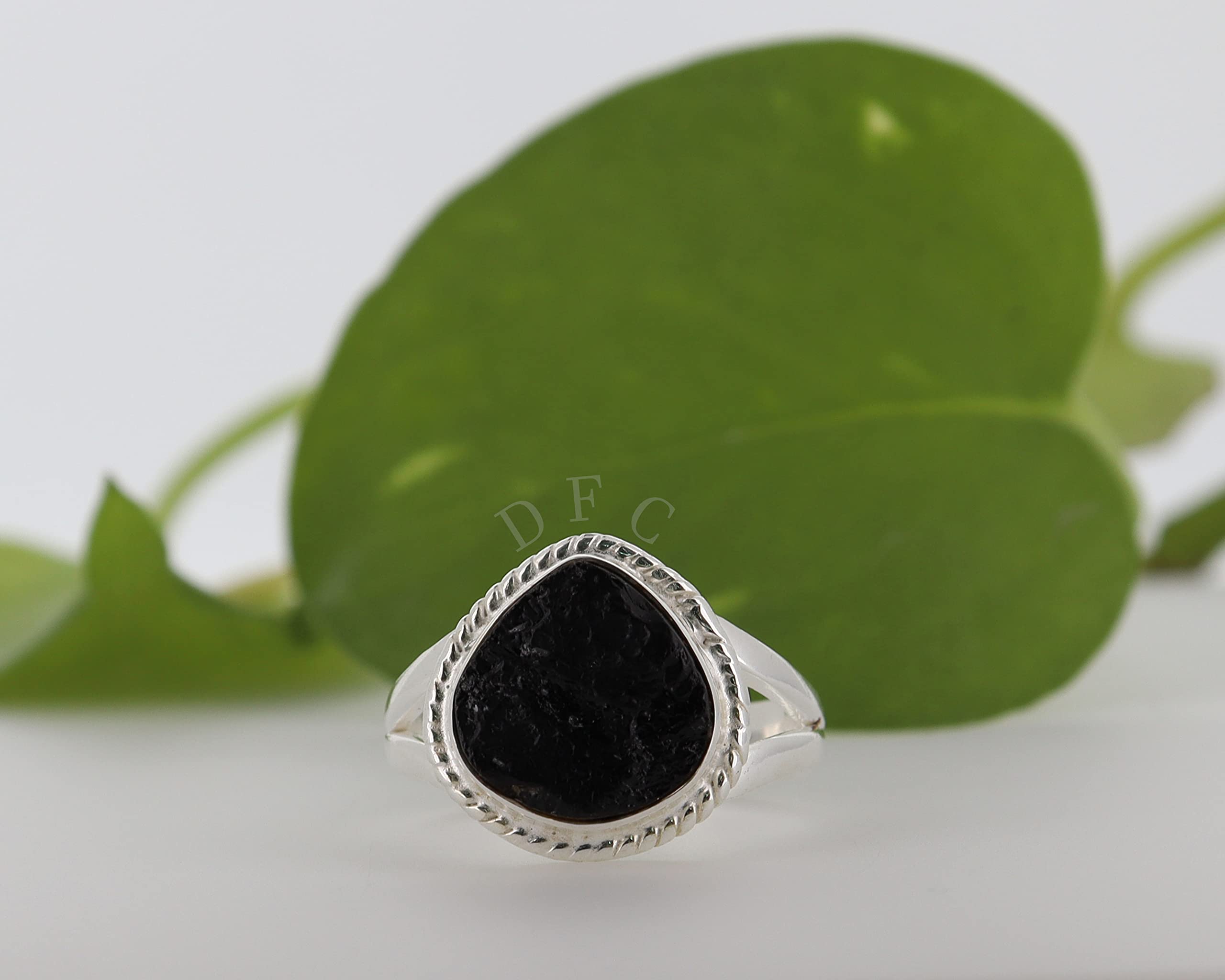 Black Tourmaline Ring | Raw Black Tourmaline Silver Ring | October Birthstone | Genuine Rough Tourmaline Handmade Ring | Sterling Silver 925 (9)