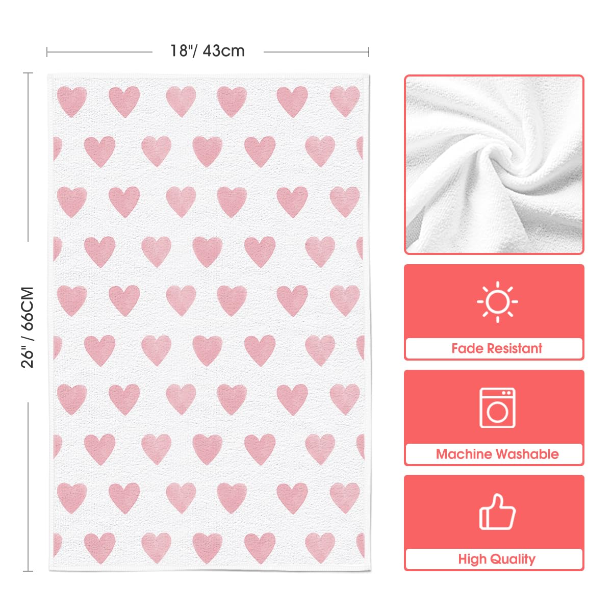 Artoid Mode Pink Heart Love Home Sweet Home Valentine's Day Kitchen Towels Dish Towels, 18x26 Inch Anniversary Wedding Decoration Hand Towels Set of 2