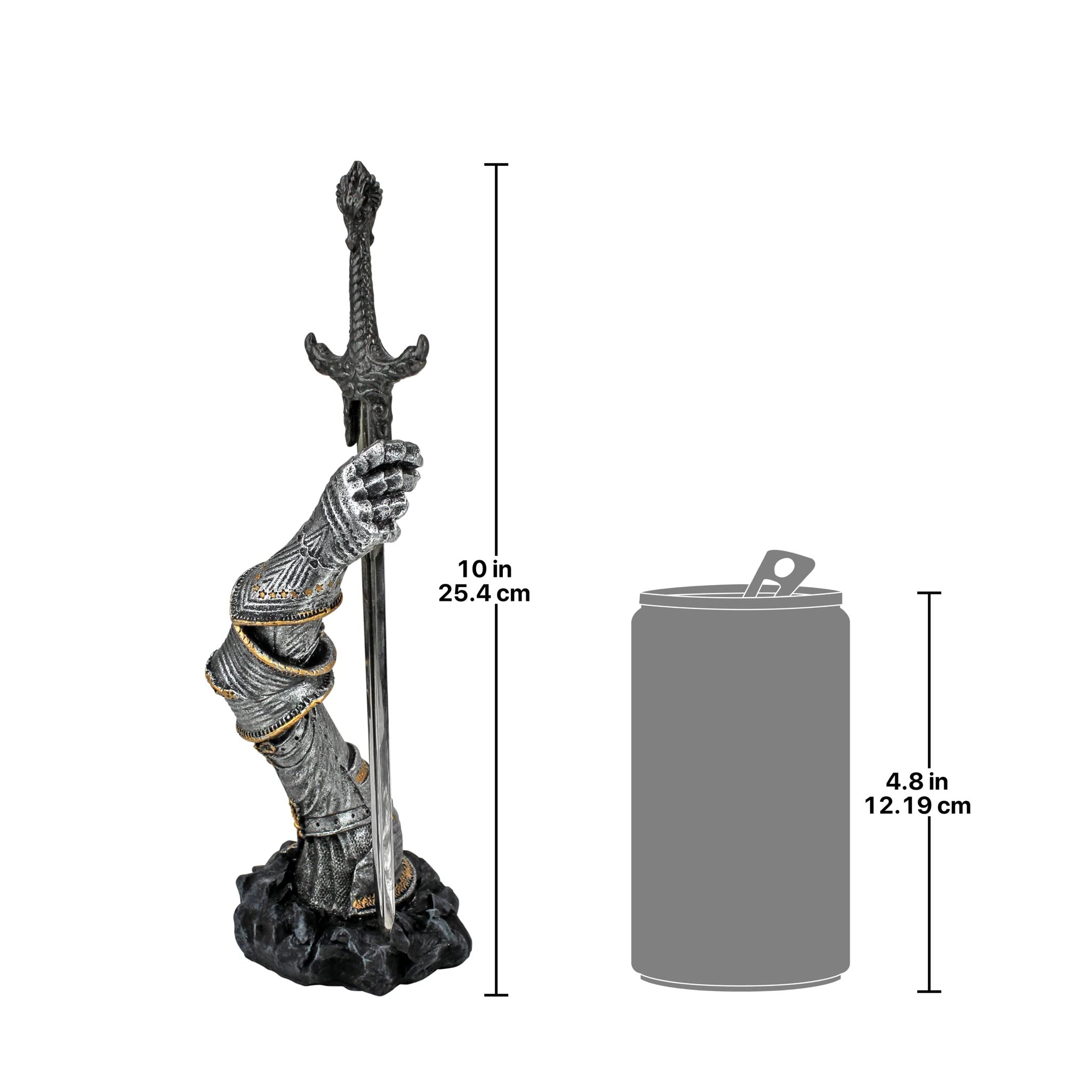 Design Toscano King Arthur's Sword of Excalibur Letter Opener Desk Accessory Statue, 10 Inch, Pewter Finish