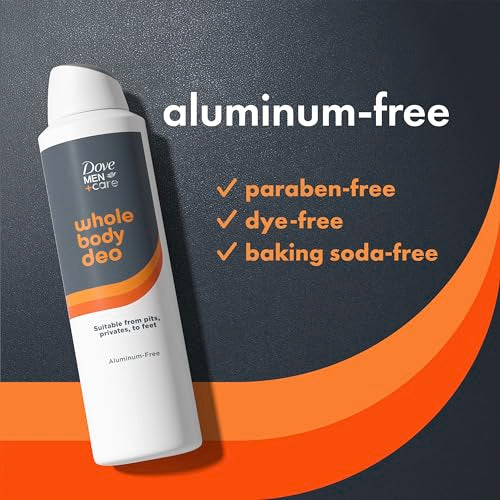 Dove Men+Care Whole Body Deo Aluminum-Free Deodorant Spray Shea Butter + Cedar Suitable from Pits, Privates, to Feet with Vitamin E 4 oz