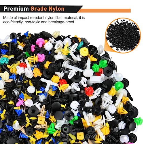 GOOACC 1001PCS Universal Car Clips Mixed Auto Bumper Fender Trim Door Panel Shield Engine Cover Retainer Rivet Push Clips with fastener remover for GM Ford Chrysler Toyota Lexus Honda Acura Dodge Jeep