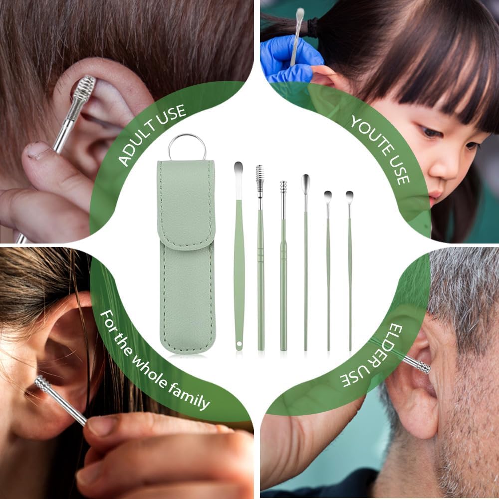 Ear Cleaner, Ear Cleaning Tool Set, Ear Cleaning Kit, Portable Spiral Earwax Cleaner Tool Set (Black)