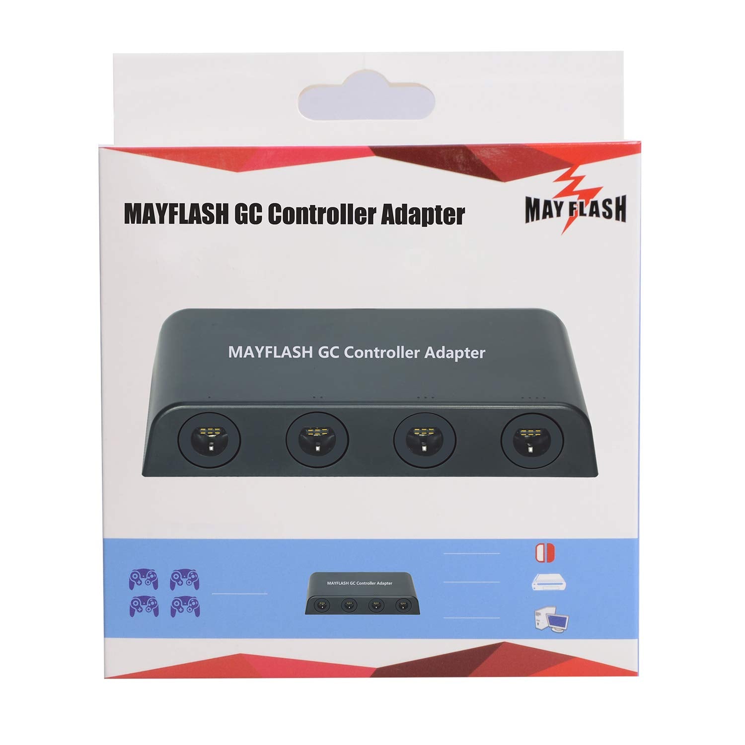 Mayflash GameCube Controller Adapter for Wii U, PC USB and Switch, 4 Port