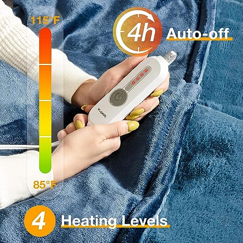 WOOMER Electric Heated Throw Blanket, Soft Faux Fur Fast Heating Blanket, 4 Heating Levels & 4 Hours Auto Off (50"x 60"), Machine Washable, Over-Heat Protection, ETL Certification
