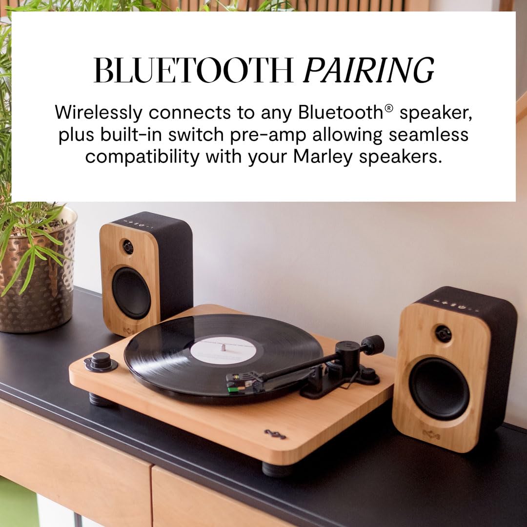House of Marley Stir It Up Lux Wireless Turntable: Vinyl Record Player with Wireless Bluetooth Connectivity, Built-in Pre-Amp, and Sustainable Materials