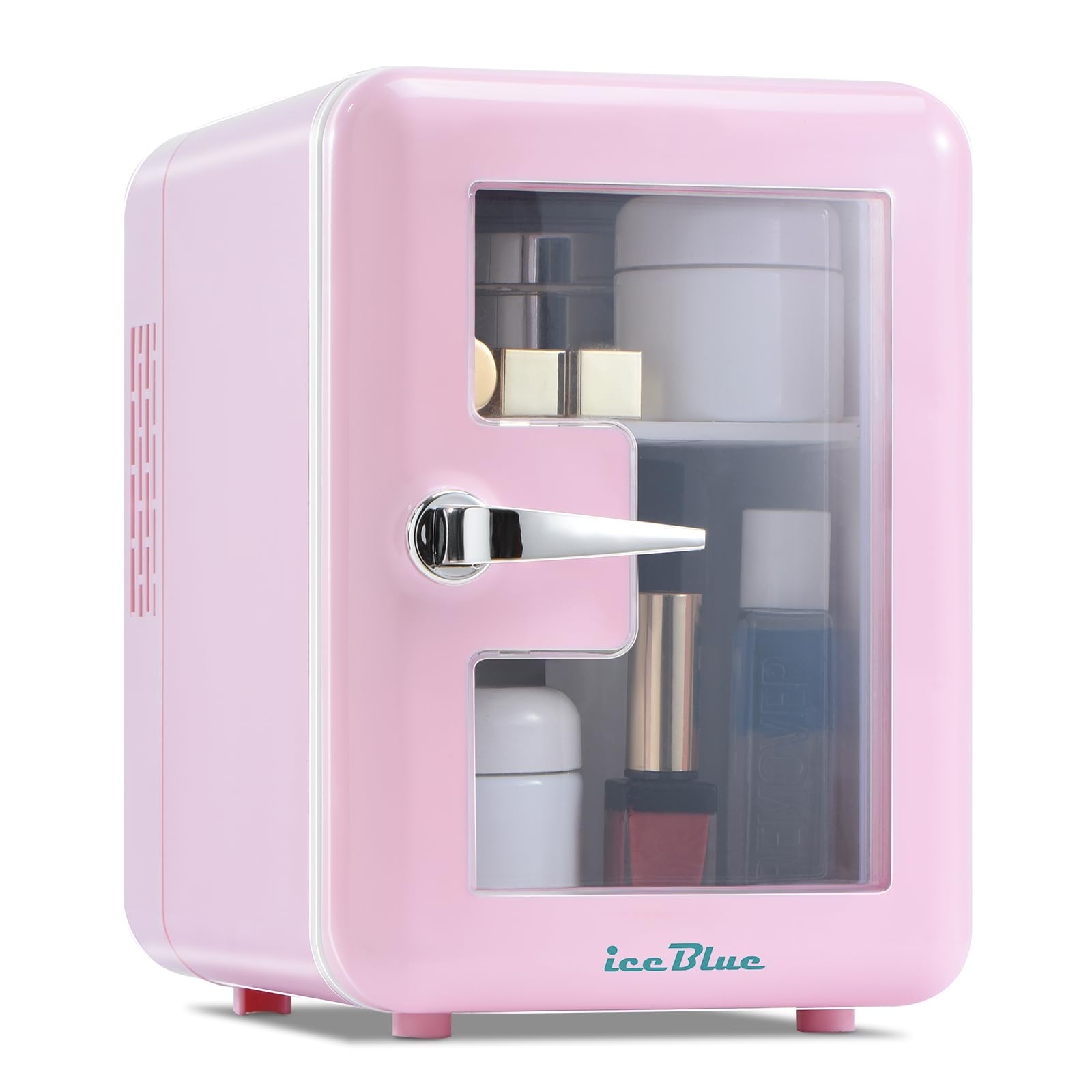 Iceblue Skincare Fridge with Viewing Window, 4L Compact Small Fridge for Bedroom, Car, Office & Dorm, Pink Mini Fridge for Beauty Essentials & Beverages(Pink)