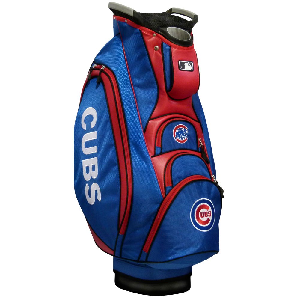 Team Golf MLB Chicago Cubs Victory Golf Cart Bag, 10-way Top with Integrated Dual Handle & External Putter Well, Cooler Pocket, Padded Strap, Umbrella Holder & Removable Rain Hood