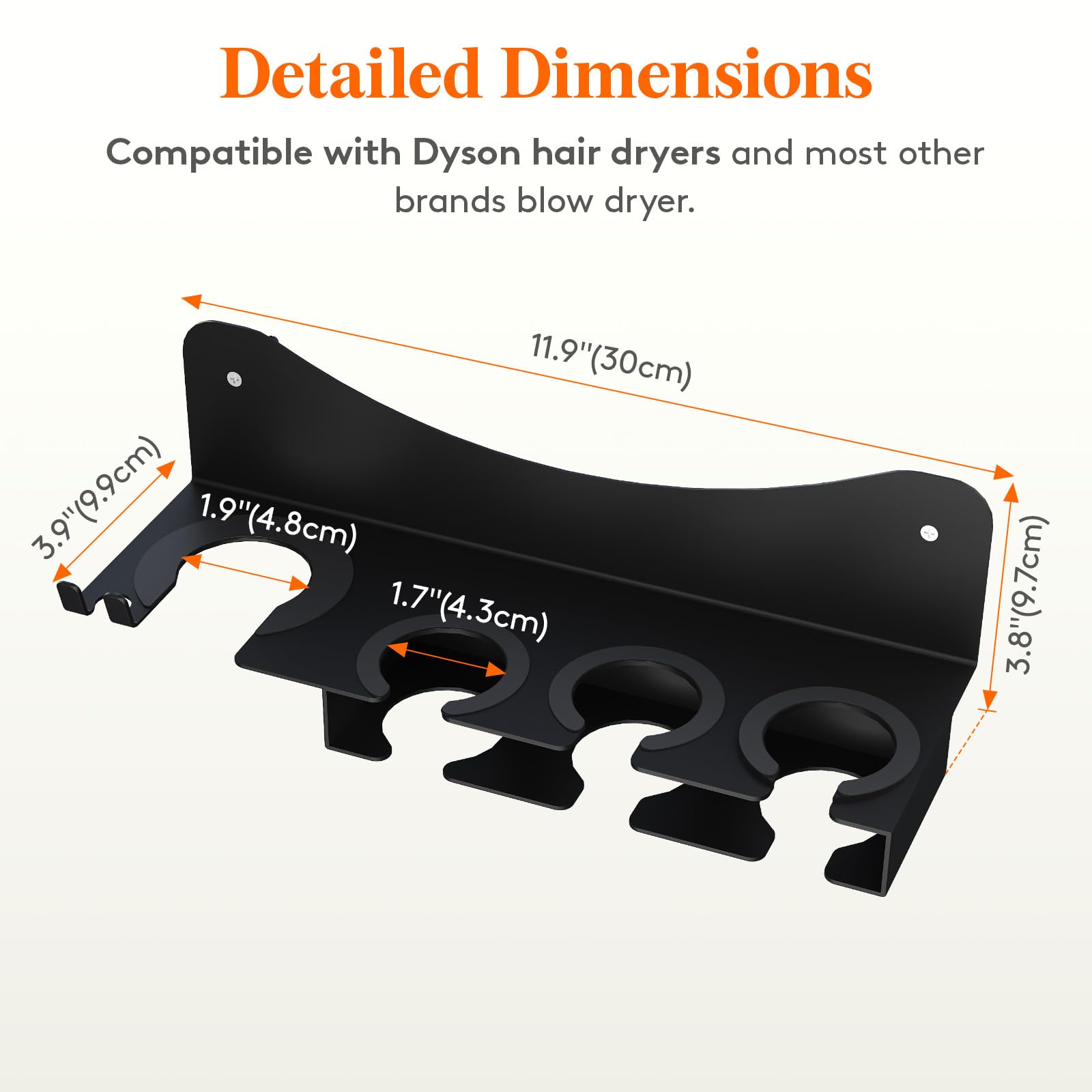Lifewit Hair Dryer Holder Wall Mounted, Metal Blow Dryer Stand for Dyson Hair Dryer, Hair Tools Organizer with Accessories Storage for Bathroom and Salon, Black
