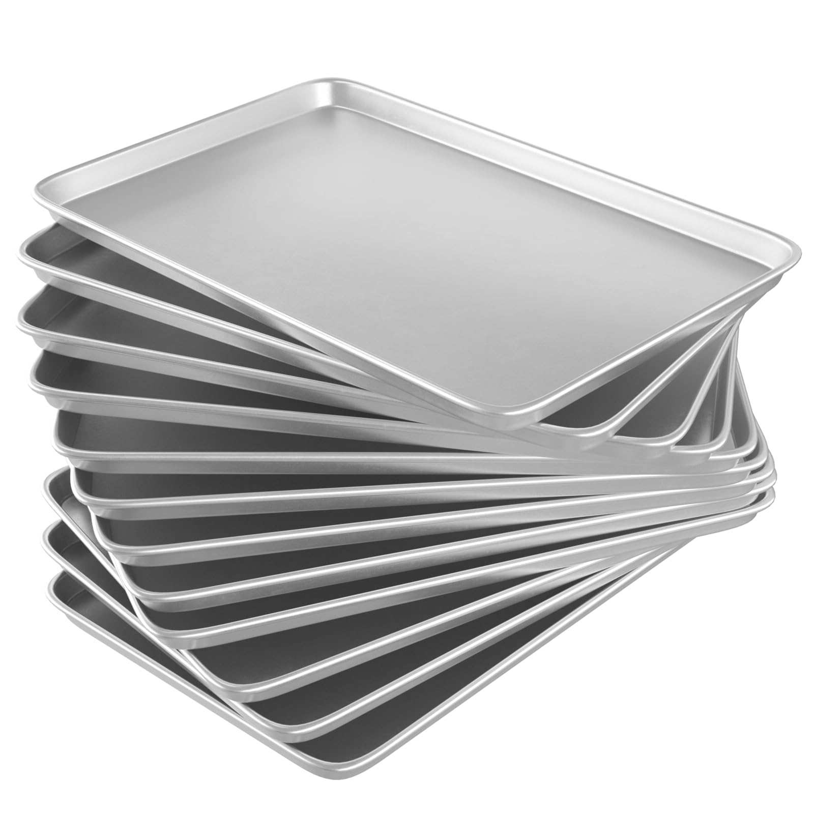 CROSSON 16× 24 Inch Cookie Sheet Pans Set of 12-Baking Tray Jelly Roll Pan Set Commercial Grade Aluminum Coated Statinless Steel Bun Pan for Oven,Freezer,Bakery Hotel Restaurant