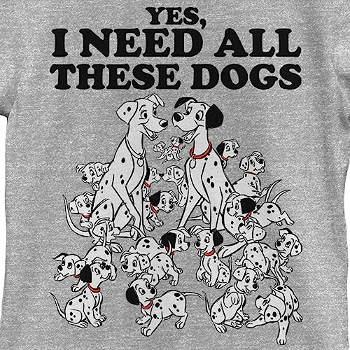 Disney 101 Dalmations All These Dogs Girl's Crew Tee, Athletic Heather, X-Small