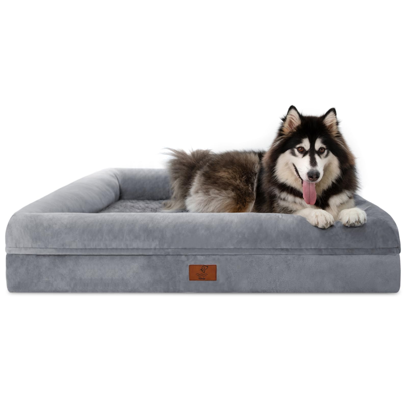 Yiruka XL Dog Bed, Orthopedic Washable Dog Bed with Removable Cover, Grey Waterproof Extra Large Dog Bed, Dog Beds for Extra Large Sized Dog