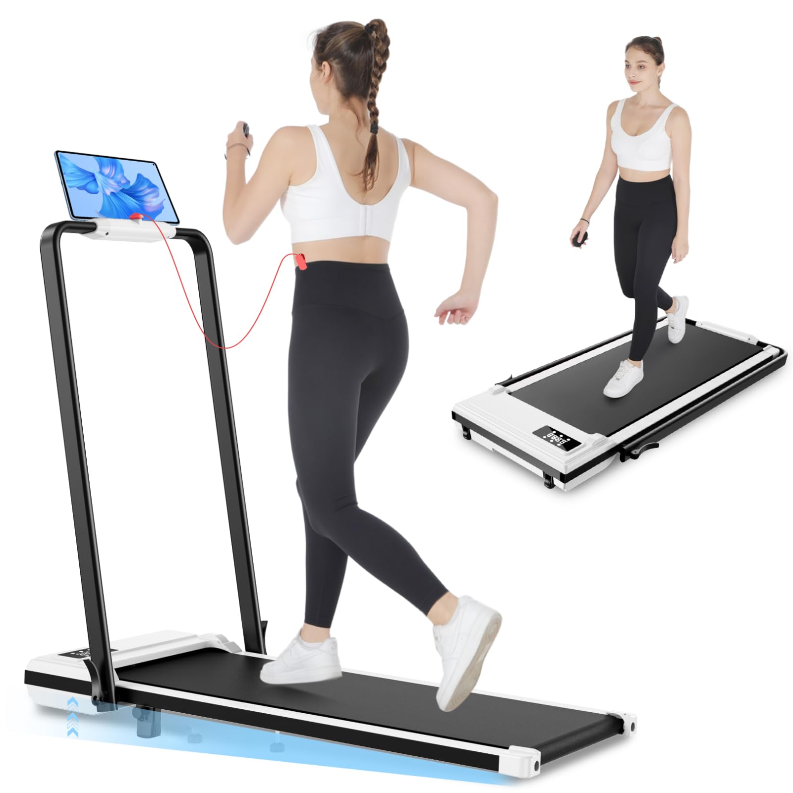 ANCHEER Treadmills with Incline, 7.5MPH Under Desk Treadmill/2s Folding/Max 350 lb Capacity-Walking Pad/Compact Electric Treadmill for Home/Gym/Office with LED Touch Screen/Remote Watch