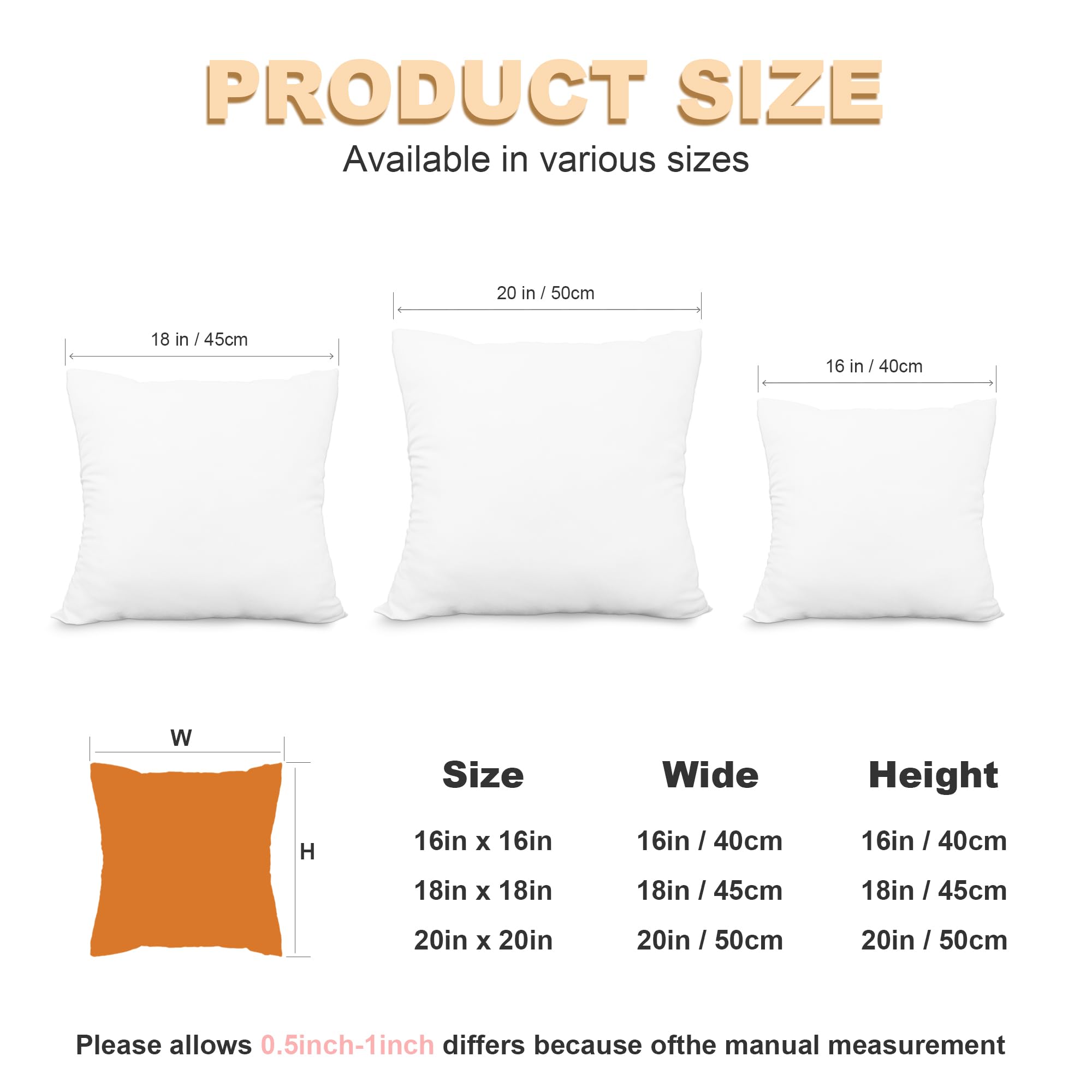 GagetElec Throw Pillows Insert,Bed and Couch Pillows,Indoor Decorative White Square Pillows,Premium Pillows for Bed,Couch and Cushion (2 Pack, 16" X 16")