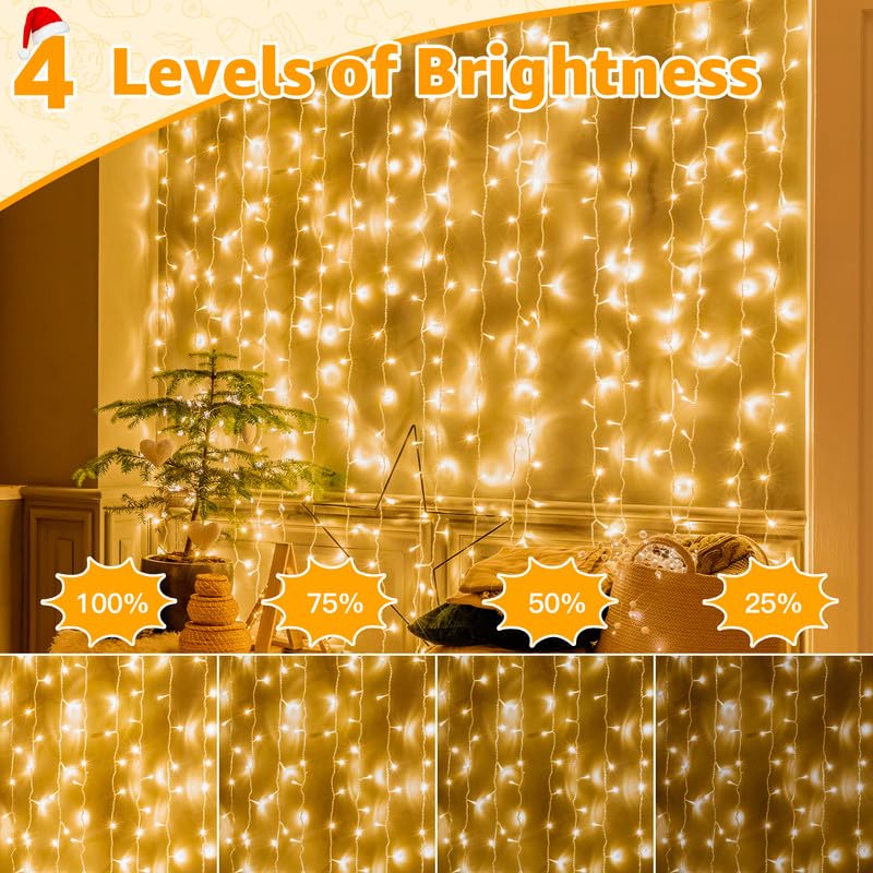 Ollny Christmas Lights Outdoor 800LED 262FT, Warm White Plug in Fairy Lights with Remote, 8 Modes Waterproof Timers Dimmable LED String Lights for Indoor House Outside Bedroom Patio Balcony