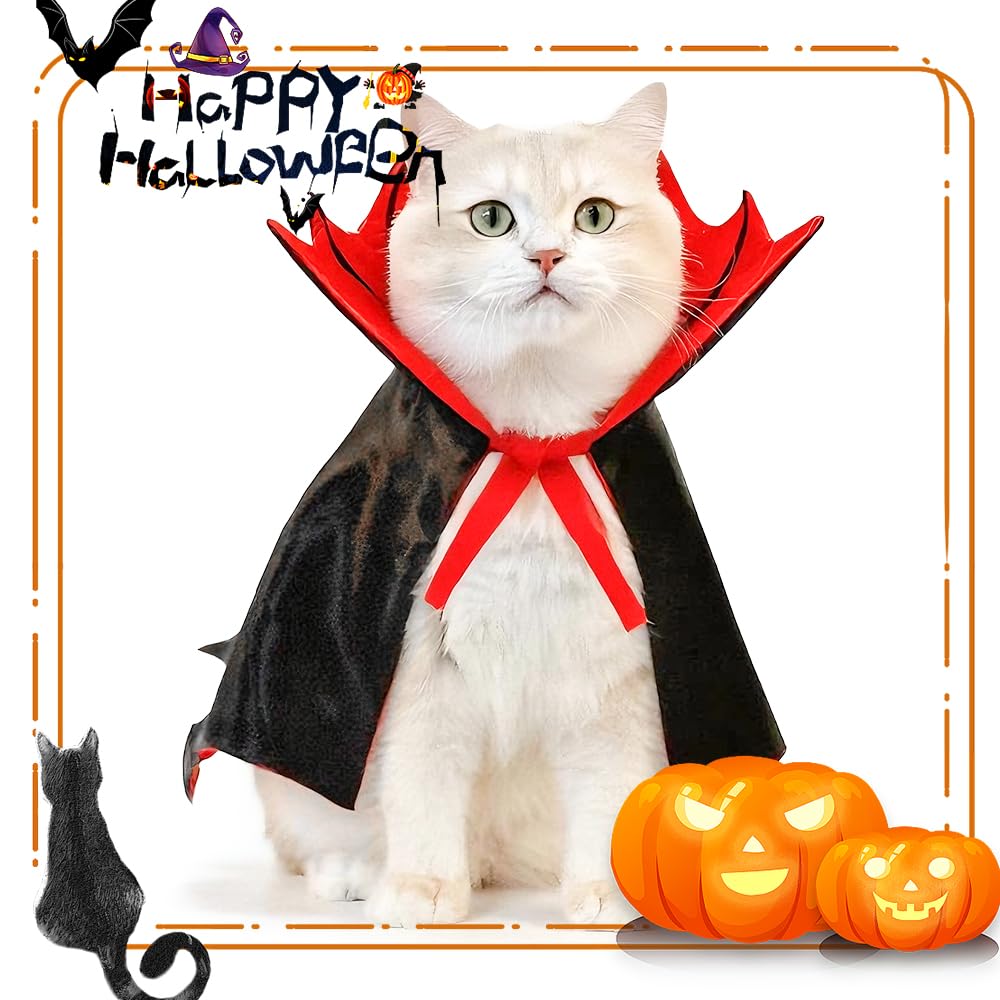 Cat Halloween Costume &Christmas Cat Collar with Bells-L