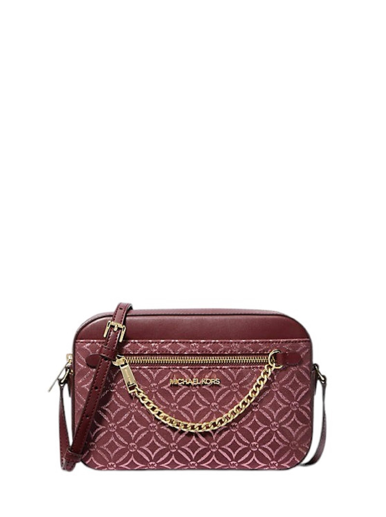 Michael Kors handbag for women Jet set item east west chain crossbody (Metallic OXBLOOD MLTI)