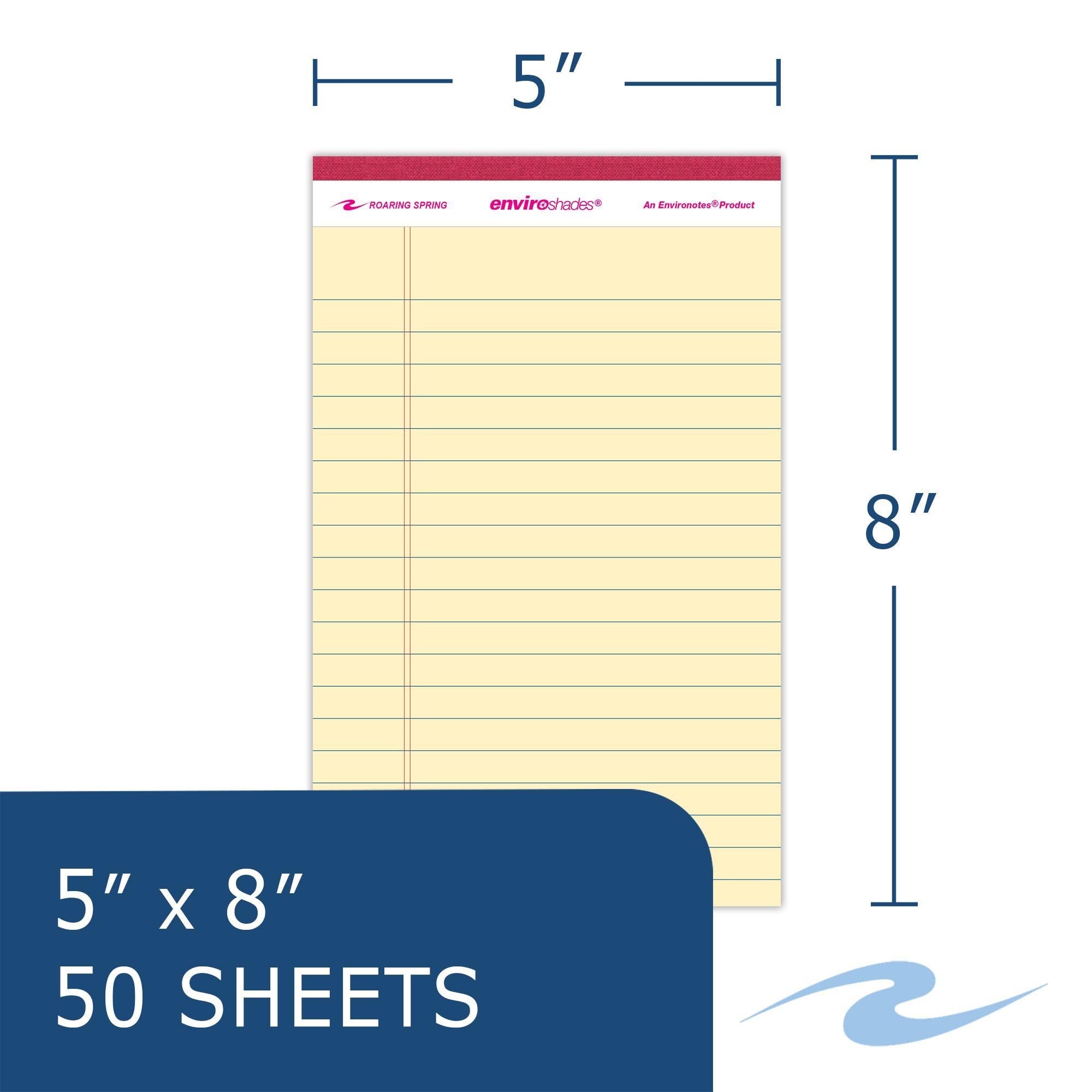 ROARING SPRING Enviroshades Recycled Mini Legal Pads, 6 Pack, 5" x 8" 50 Sheets, Assorted Colors
