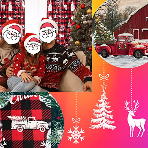 PANELSBURG Christmas Kitchen Window Curtains Over Sink,Red 45 Inch Length Cute Buffalo Plaid Cafe Blackout Short Curtains for Small Bathroom Window Living Room,Cortinas de Navidad Cocina para Sala