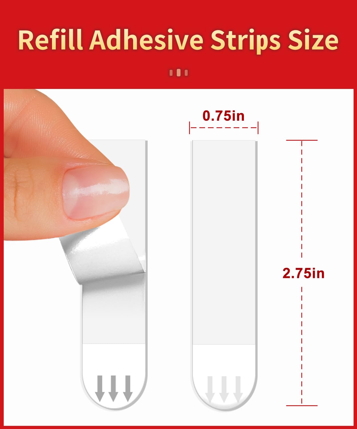 PHIXBEAR Damage Free Hanging Refill Adhesive Strips | 60 Medium White | Wall Poster Picture Strips Heavy Duty | Stretch Remove Cleanly