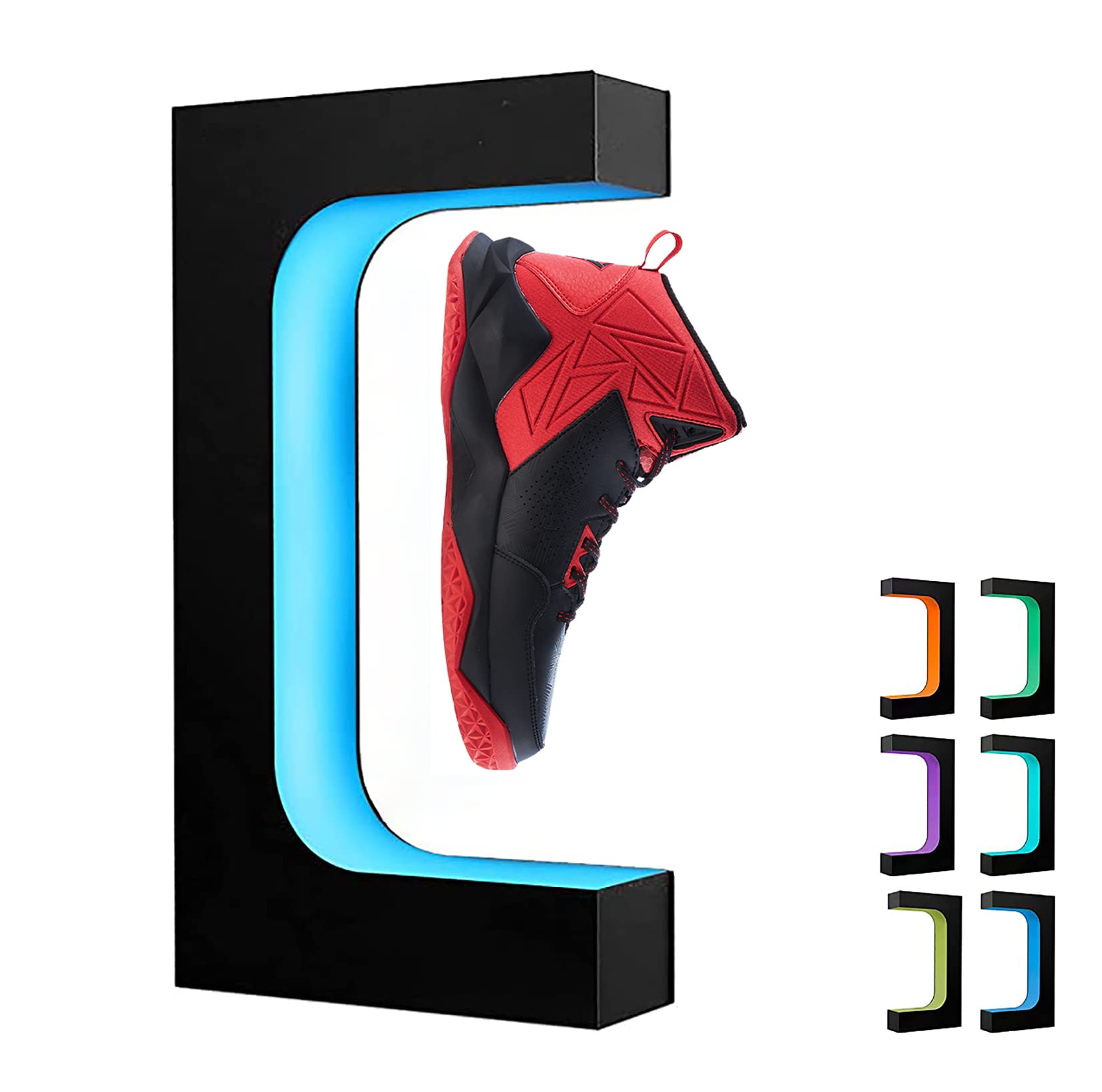 Yegvea Levitating Shoe Display Floating Sneaker Stand,Magnetic Levitation Sneakers Stand with 16 Colors Remote Control and 360° Rotation