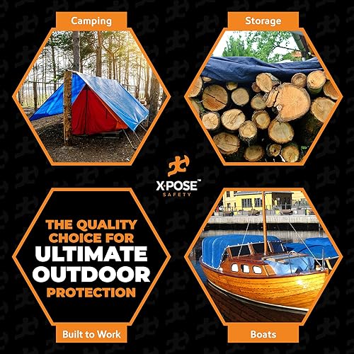 Multipurpose Protective Cover Brown Poly Tarp 10' x 10' - Durable, Water Resistant, Weather Resistant - 5 Mil Thick Polyethylene - by Xpose Safety