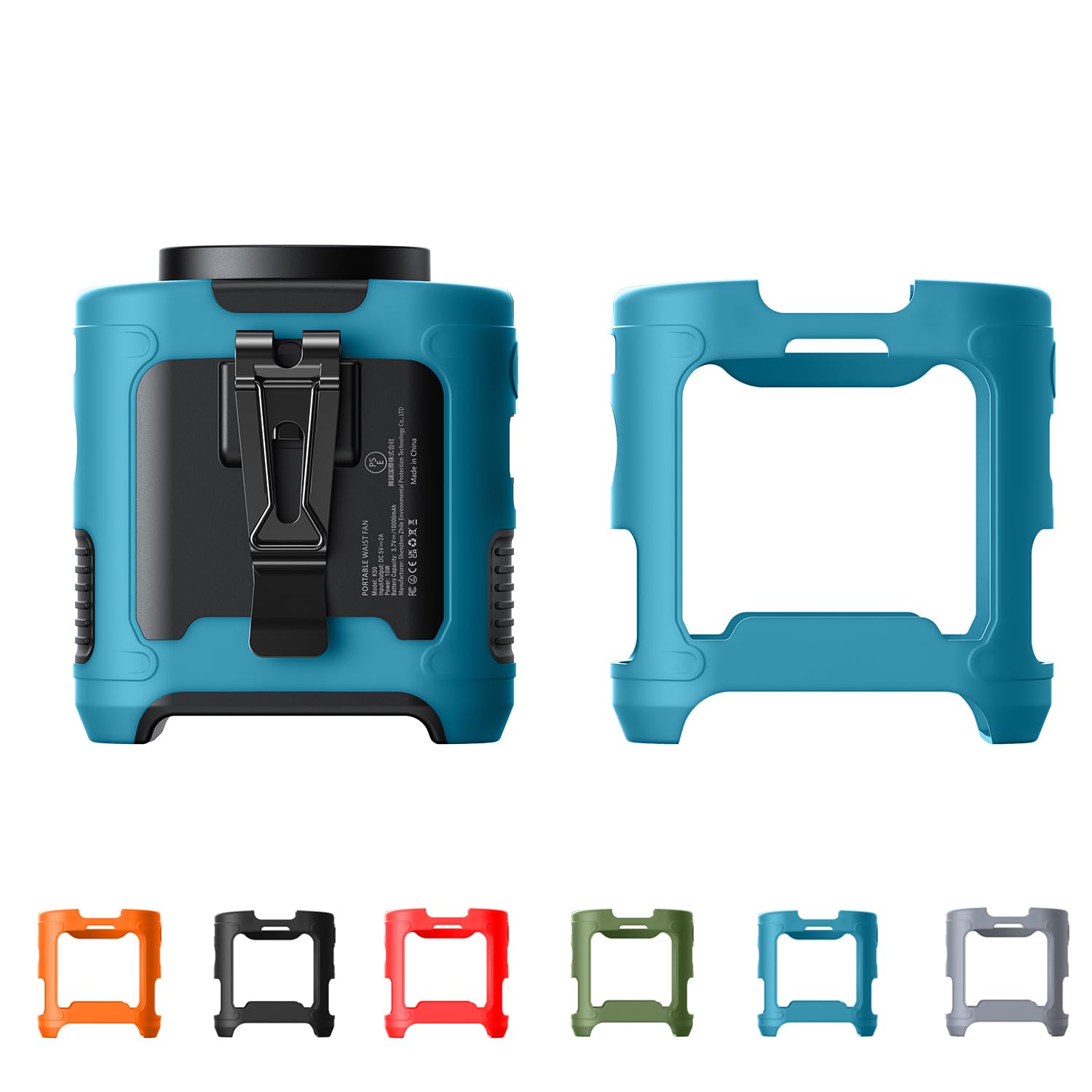 owlrun Waist Clip Fan Silicone Protective Covers, Reusable Safe Comfortable Anti-Slip Waterproof Silicone Sleeves (Blue)
