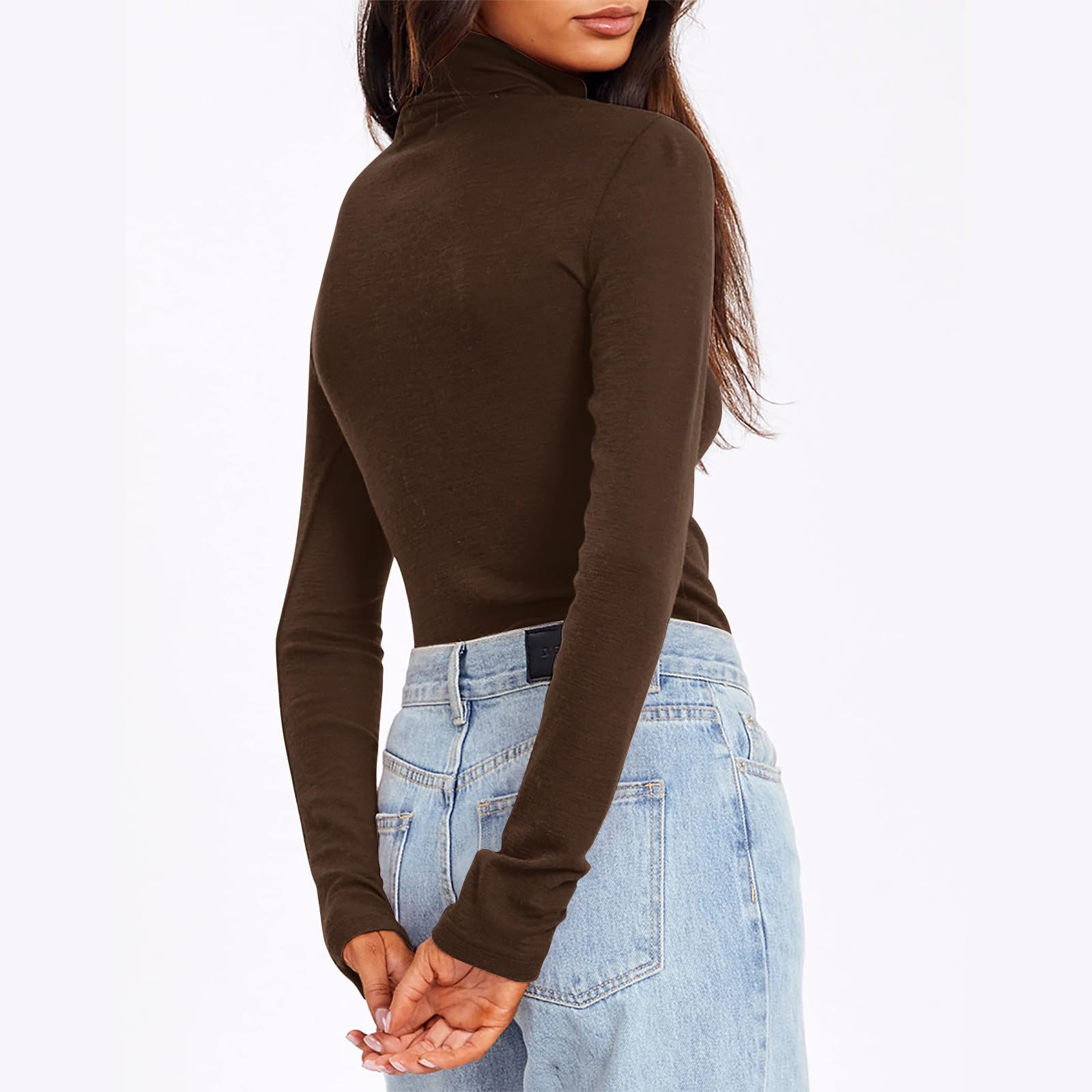 Haul Sale Women Turtle Neck Tops Long Sleeve Haul Womens Clothing Warehouse Amazon Warehouse Deals Haul Items Haul Sale Clearace H02 Brown Xx-Large