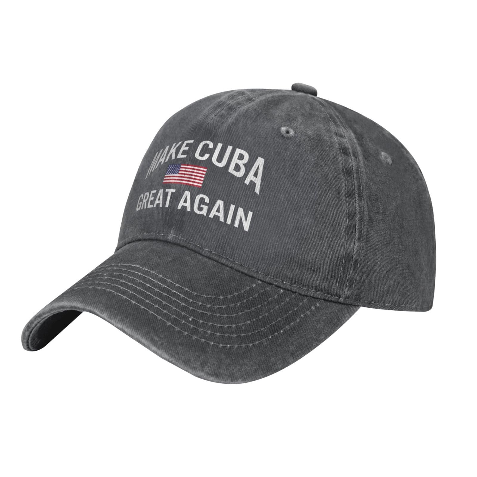 qwumub Make Cuba Great Again Hat Washed Distressed Baseball Cap Black