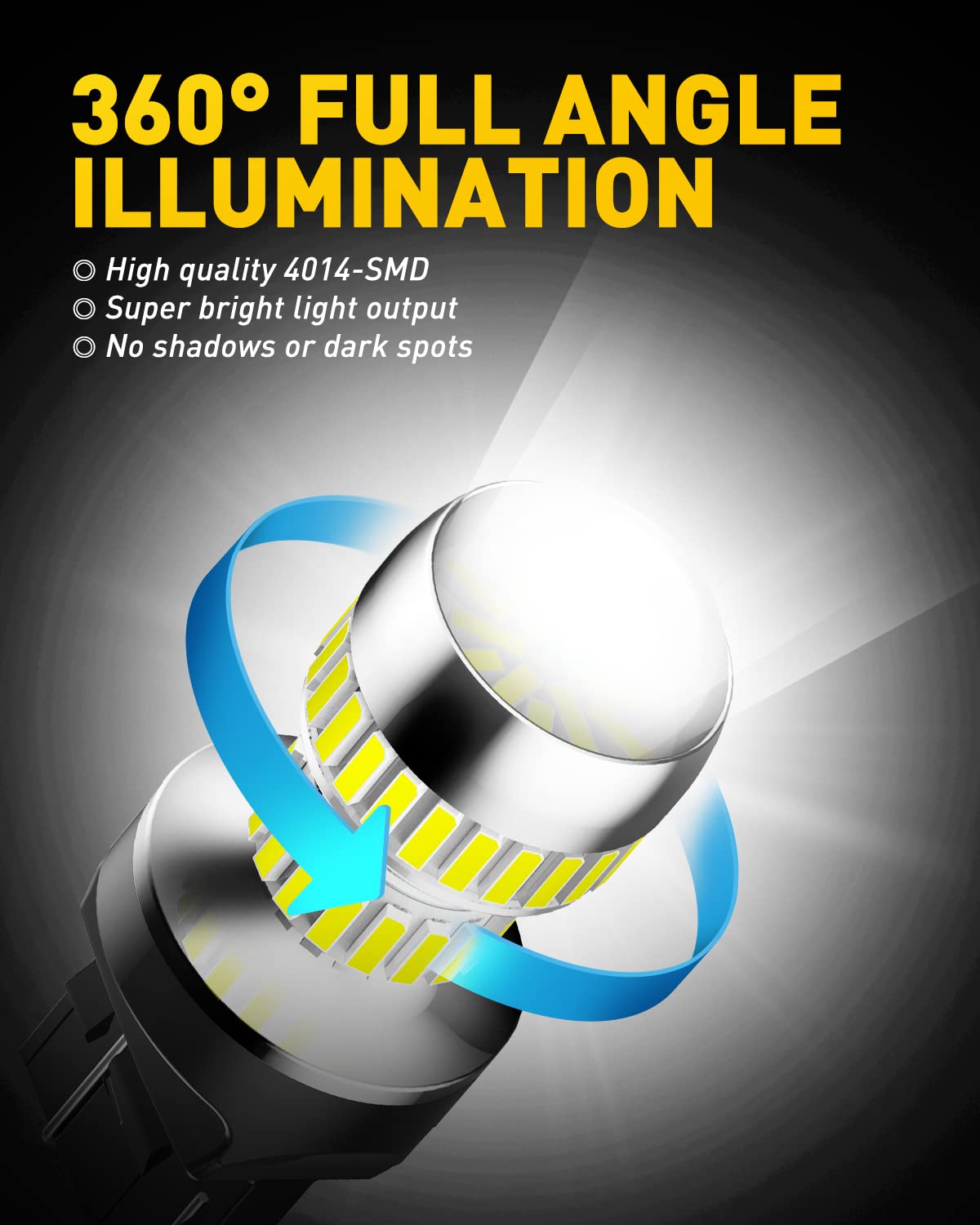 AUXITO Upgraded 7440 7443 LED Bulbs for Reverse Lights T20 7441 7444 LED Replacement Light Kit for Backup Tail Brake Signal Parking DRL Lights, 6000K Xenon White