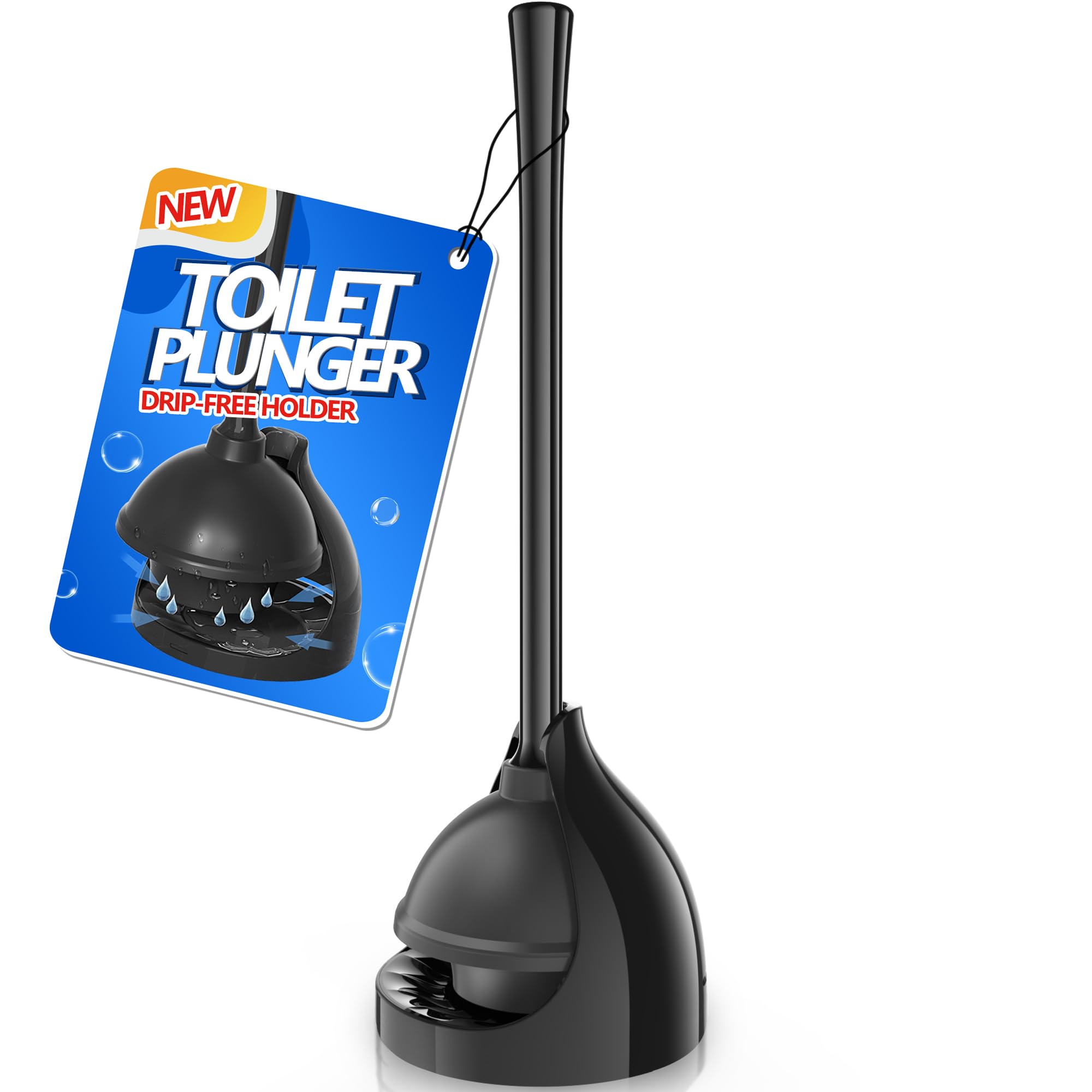 LOVLOY Toilet Plunger with Holder, Plunger with Unique Holder, Plungers for Bathroom with Holder, Toilet Plunger Heavy Duty (1, Black)