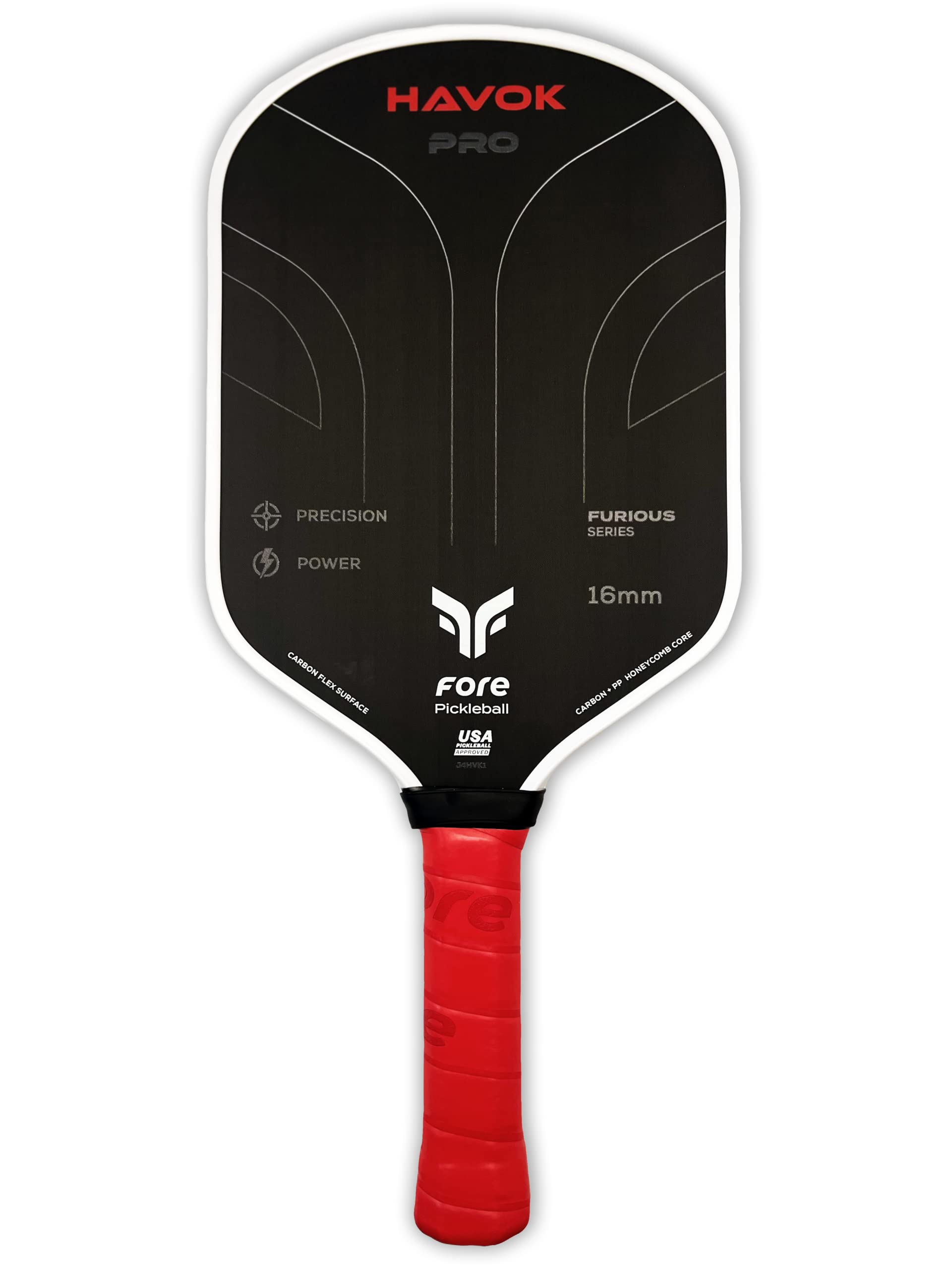 Havok Pro Pickleball Paddle: Carbon Fiber Surface for Enhanced Power, Precision and Maximum Spin - Large Sweet Spot and USAPA Approved