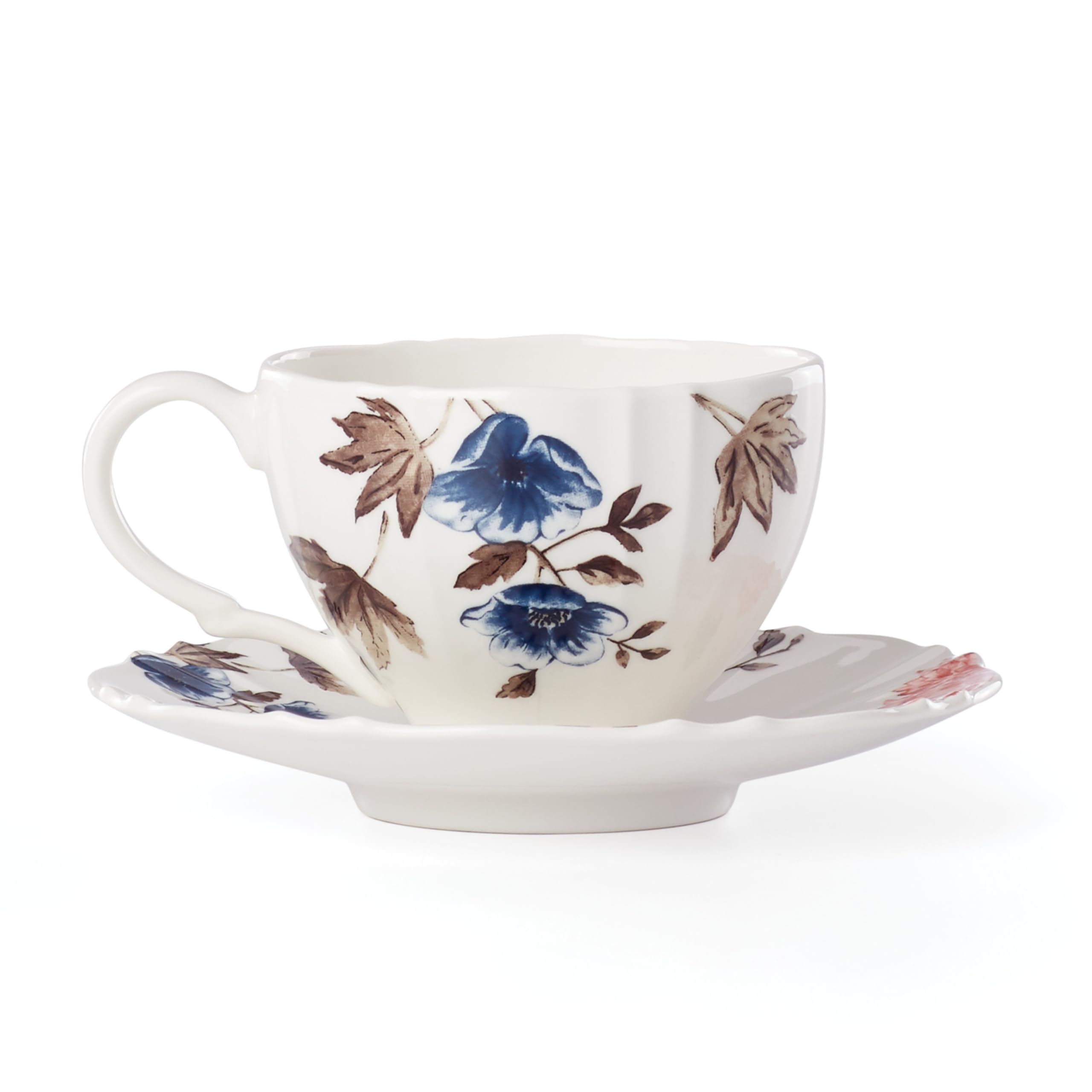 Lenox Sprig & Vine Teacup & Saucer, 1.05 LB, White