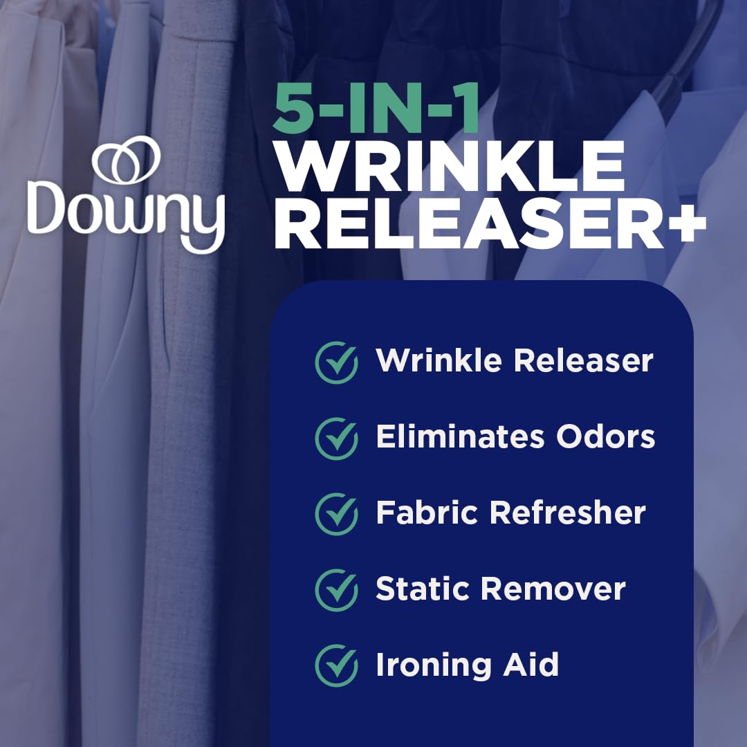 Downy Wrinkle Release Spray, Travel Size Spray, All In One Formula, Removes Wrinkles, Static and Odor Eliminator, Crisp Linen Scent, 3 Fl Oz, Pack of 3