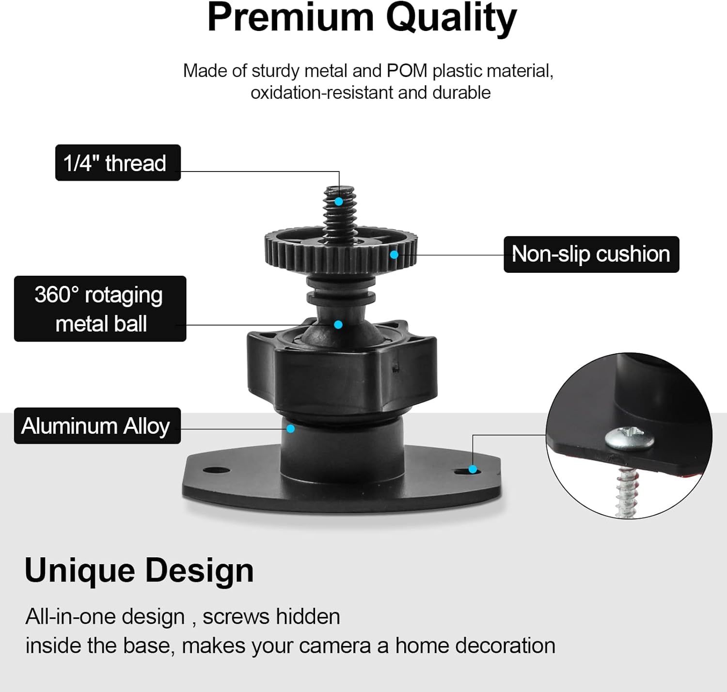 Wall Mount 1/4 Screw Mini Tripod Stand Holder for Valve Index/for HTC Vive/for Vive PRO Base Station-Equipped with Strong Double- Sided Adhesive and Screw Set-Drill or Adhensive at Your Own Choice