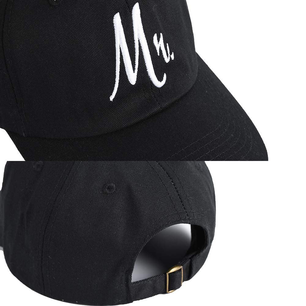 Matching Mr. & Mrs. Baseball Caps, Bridal Gifts, Newlywed Honeymoon Wedding Gifts Black and White