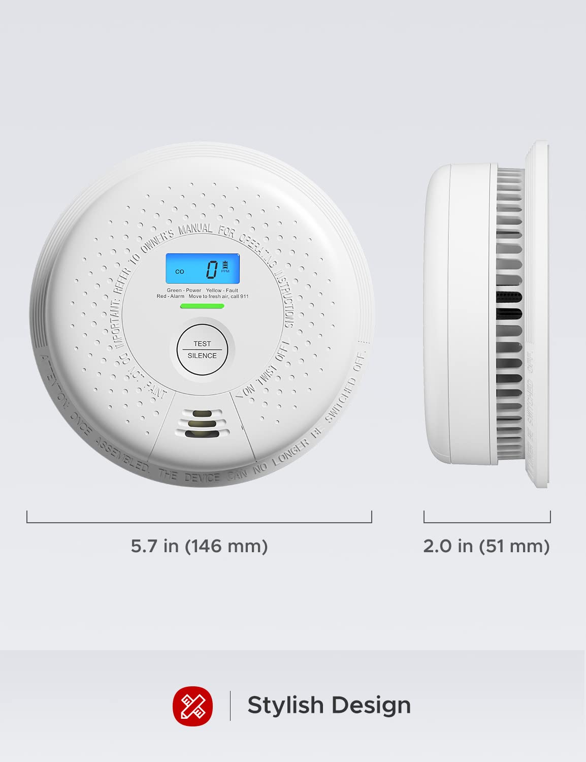 X-Sense Smoke Detector Carbon Monoxide Detector Combo, 10-Year Battery Smoke Detector with Display, Standalone Model SC01, Single Pack