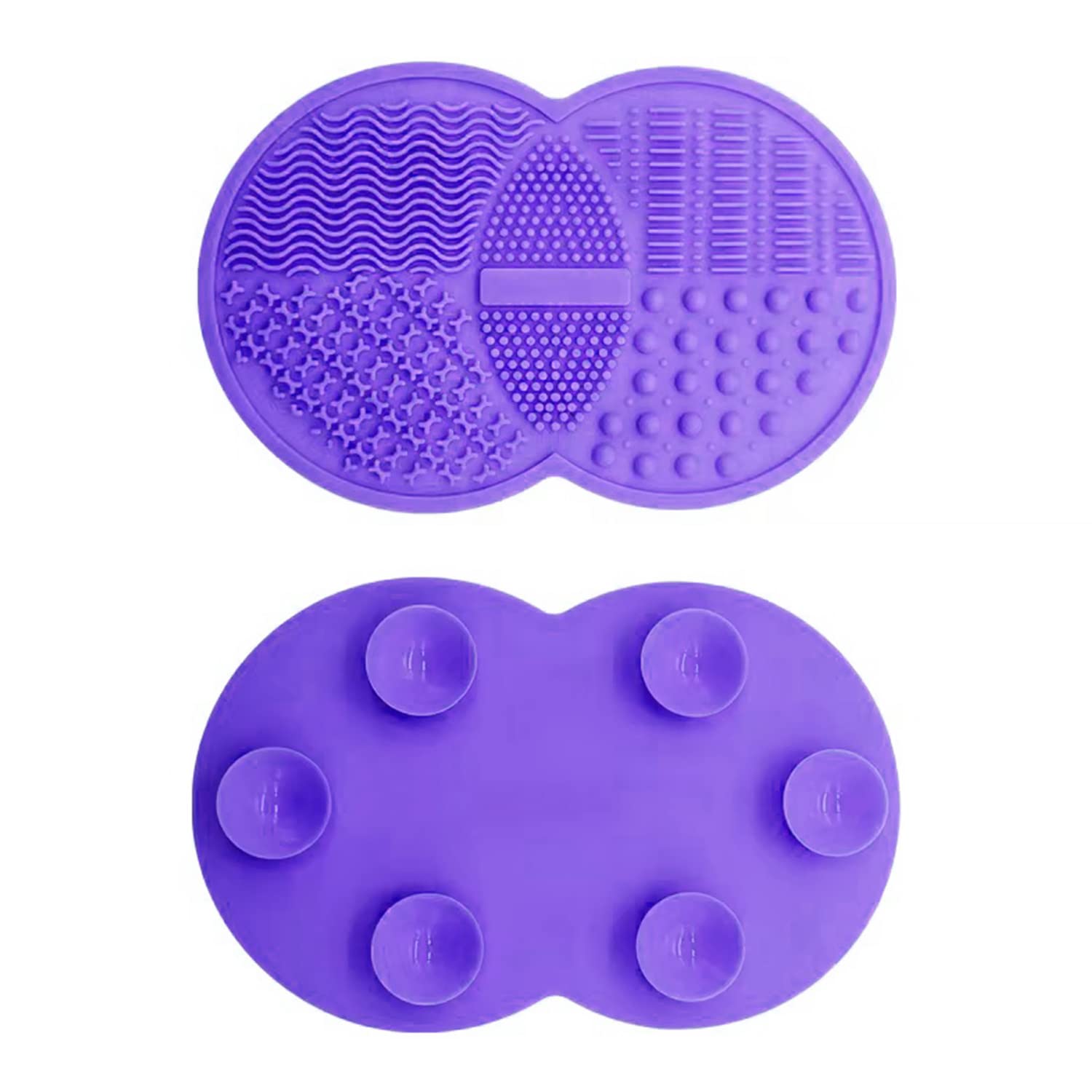 Makeup Brush Cleaning Mat, Silicone Makeup Brush Scrubber, Makeup Brush Cleaner Pad, Cosmetic Brush Cleaner, Brush Cleaning Pad, Suitable for Makeup Brush, Makeup Sponge, Powder Puff (Purple)