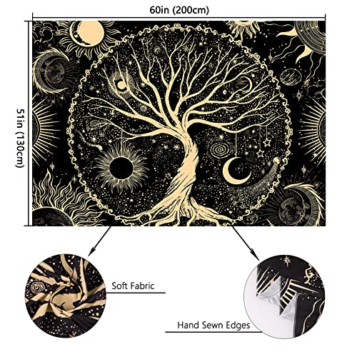 Avinyl Blacklight Tree Space Tapestry Wall Hanging, 30" x 36" Small Black Light Tree of Life Tapestries, Fantasy Cool Star Galaxy Wall Poster for Living Room Teen Dorm Decor