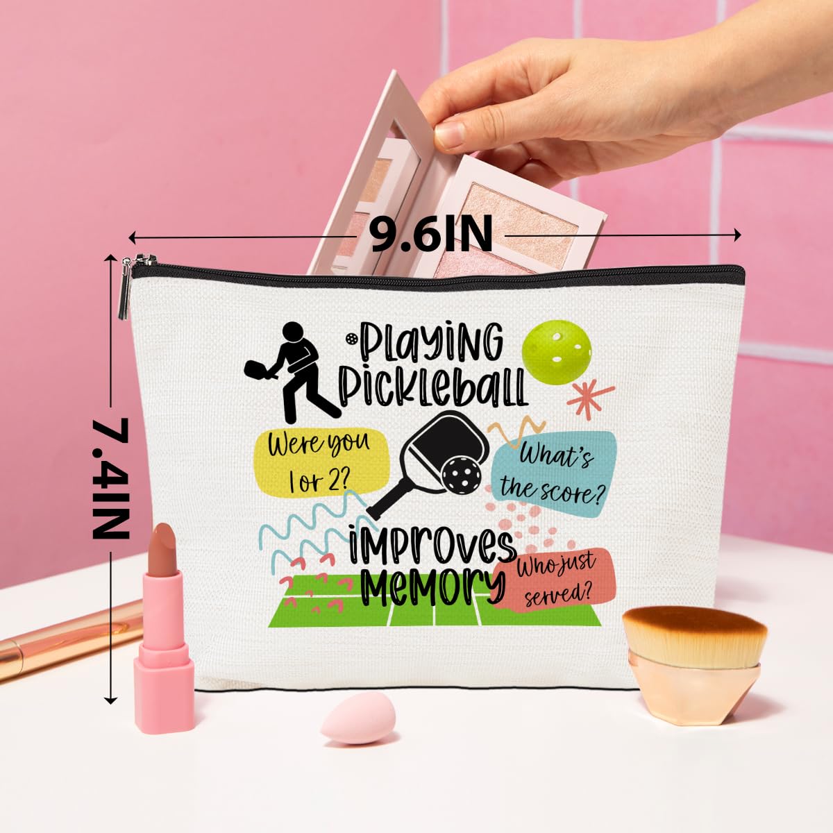 Pickleball Gifts Funny Makeup Bag Pickleball Accessories Cosmetic Bag Pickleball Zipper Pouch Pickleball Lover Gifts for Women Pickleball Lovers Player Coach Grandma Mom Christmas Birthday Gifts