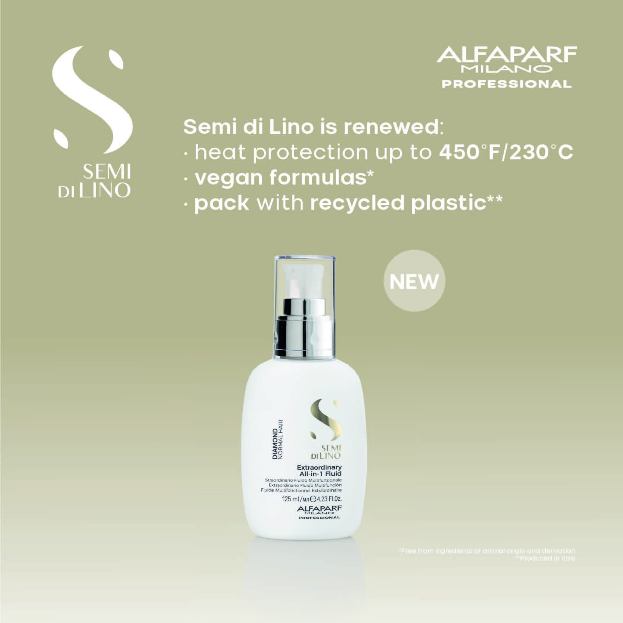 Alfaparf Milano Semi Di Lino Diamond Extraordinary All-in-1 Leave In Fluid - Anti-Frizz Detangling Spray, Leave In Conditioner, & Heat Protectant - For Added Shine & Softness - Vegan (4.23 fl. oz)