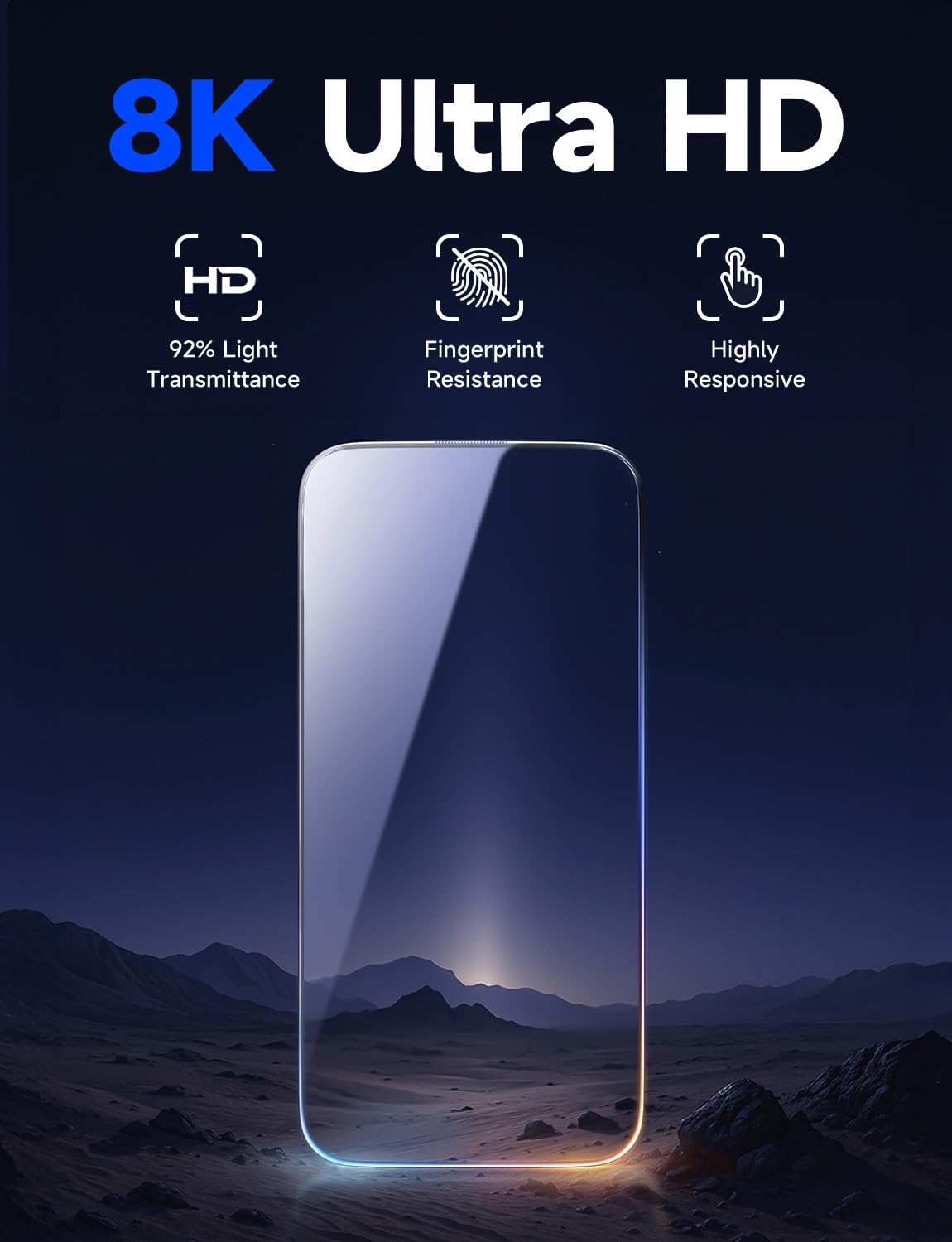 LISEN 2 Pack [Top 9H+ Hardness] Glass for iPhone 16 Pro Max Screen Protector, Military Grade Shatterproof 8K HD Auto Dust-Elimination Bubble Free Tempered Glass with Ultra Fit Tray