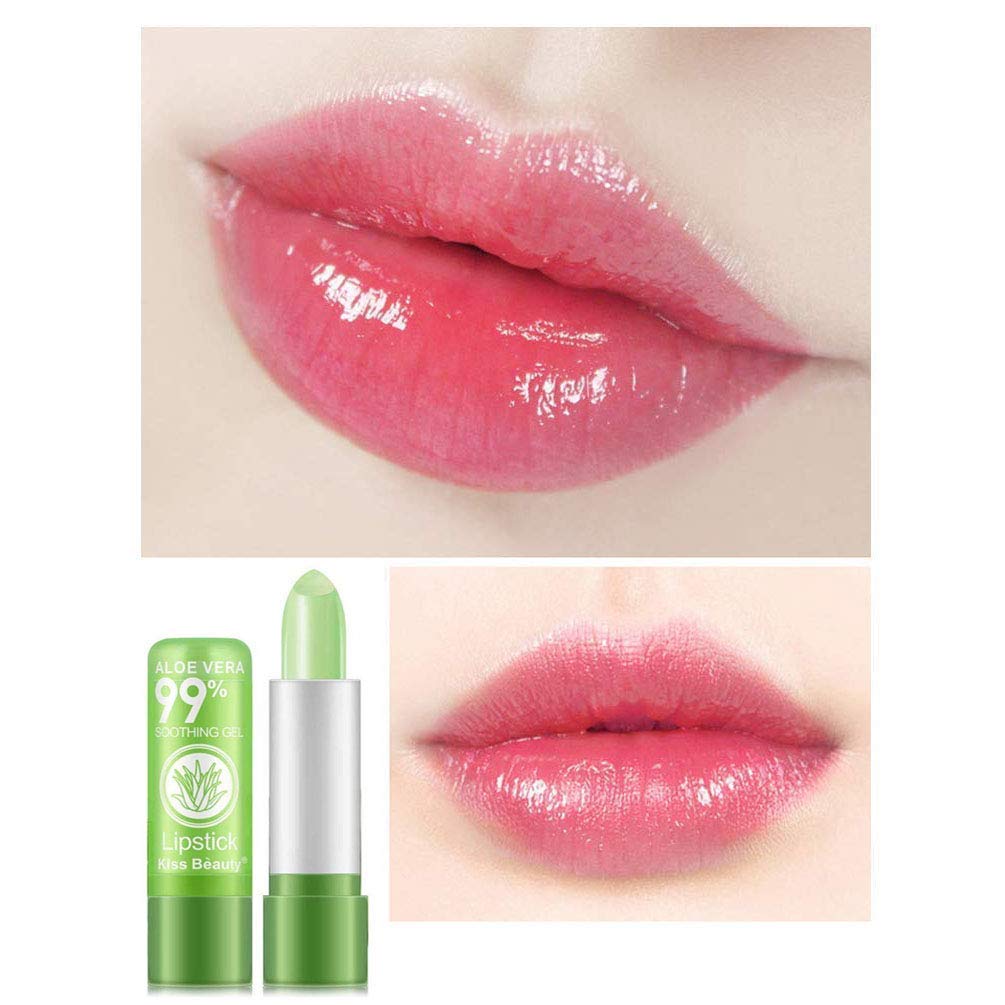 firstfly 2 Pack Aloe Vera Lipstick, Long Lasting Nutritious Lip Balm Lips Moisturizer Magic Temperature Color Change Lip Gloss