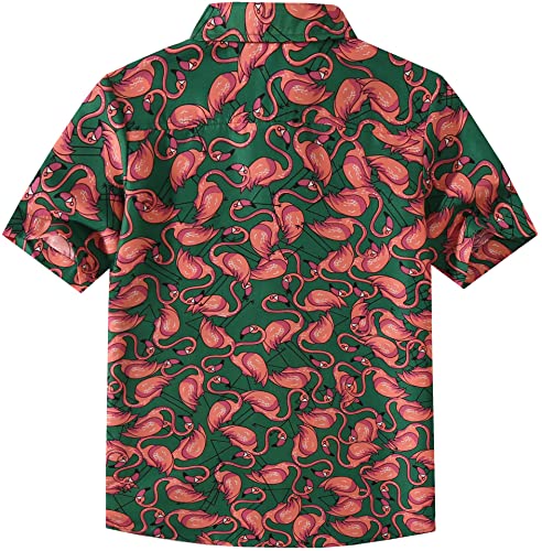 Big Boys Hawaiian Shirt, Kids Hawaiian Shirt Boys, Luau Boys Beach Shirt Tropical Button Down Shirt for Kids Short Sleeve (Small, Red Blue)