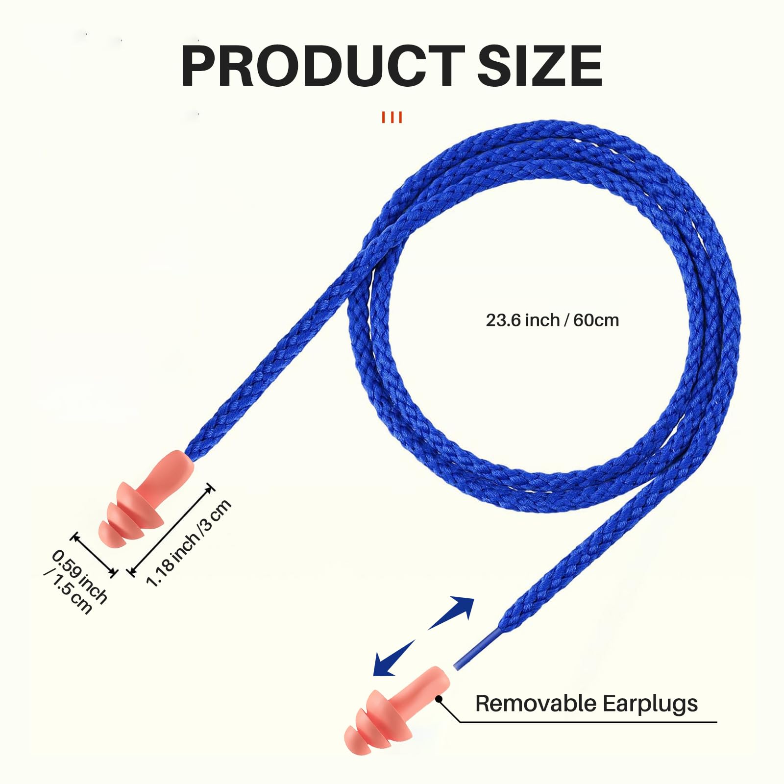 GOL-SIV 100 Pairs Silicone Corded Ear Plugs SNR 32dB - Reusable Noise Reduction Earplugs with String,Individually Wrapped,for Work & Construction Site,Orange