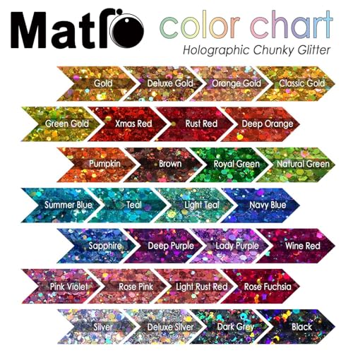 Matio Holographic Chunky Glitter, 7.8oz/220g Silver Craft Glitter for Resin Chunky Nail Flake Sequin Mixed Fine Glitter Powder Bulk Holographic Glitter for Nail Art Tumbler Cosmetic Festival Decor